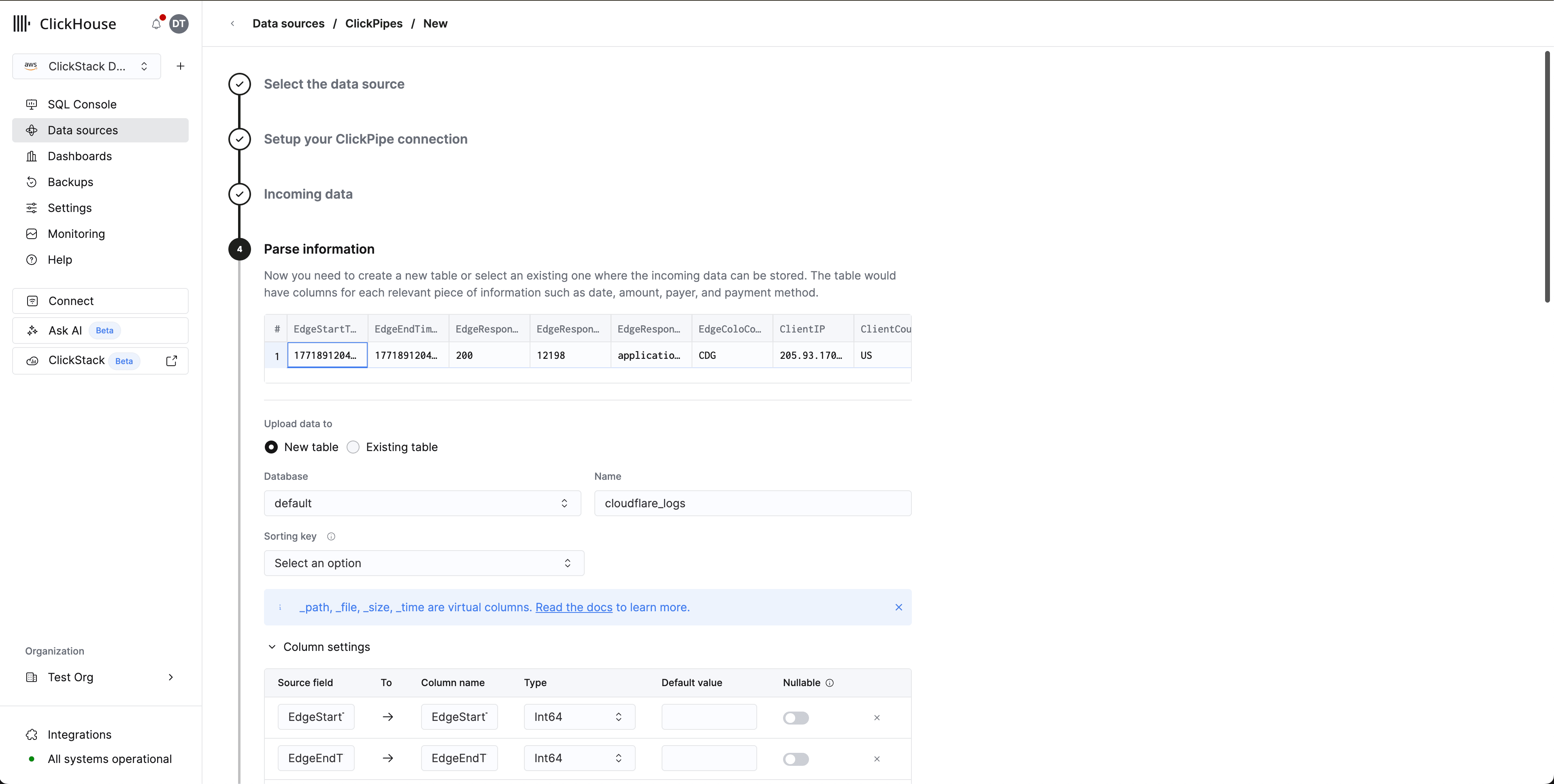 Parse information