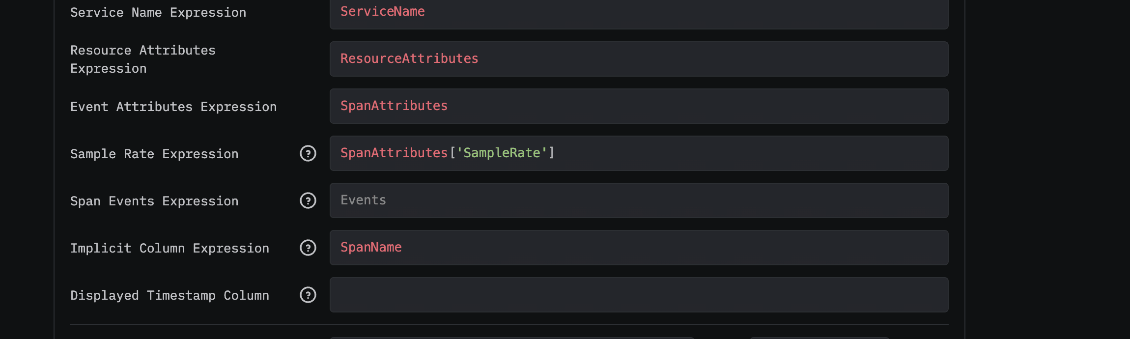 Sample Rate Expression field in ClickStack Source Settings