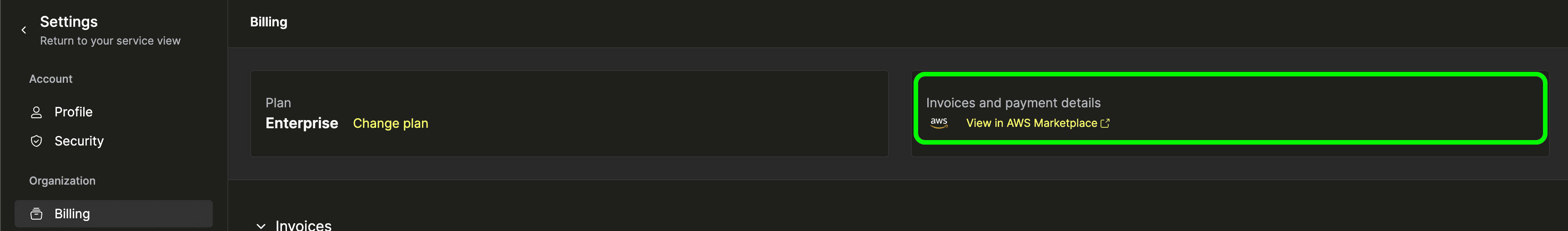 Confirm billing page