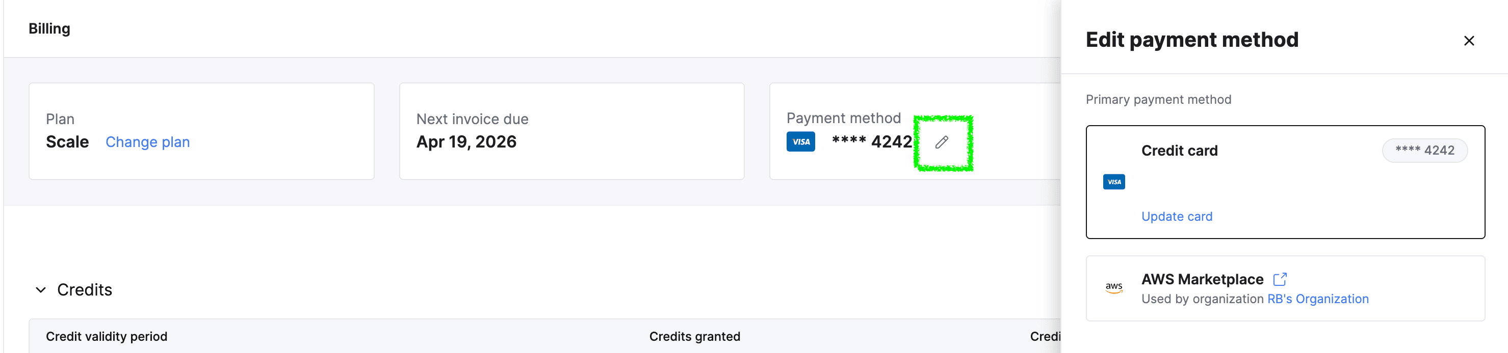 Edit payment method