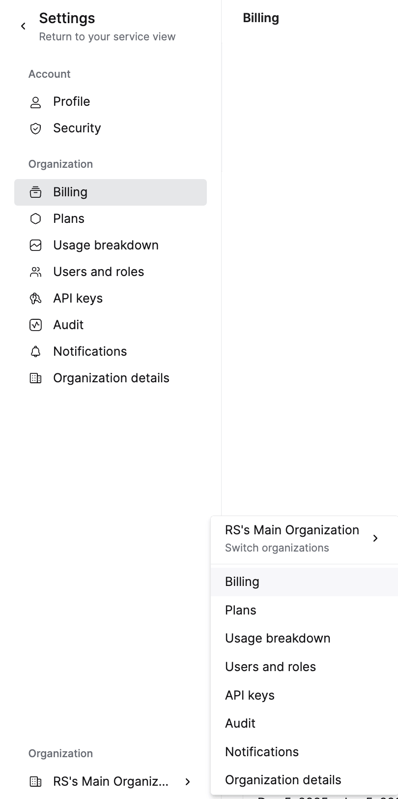 Where to find billing in the UI