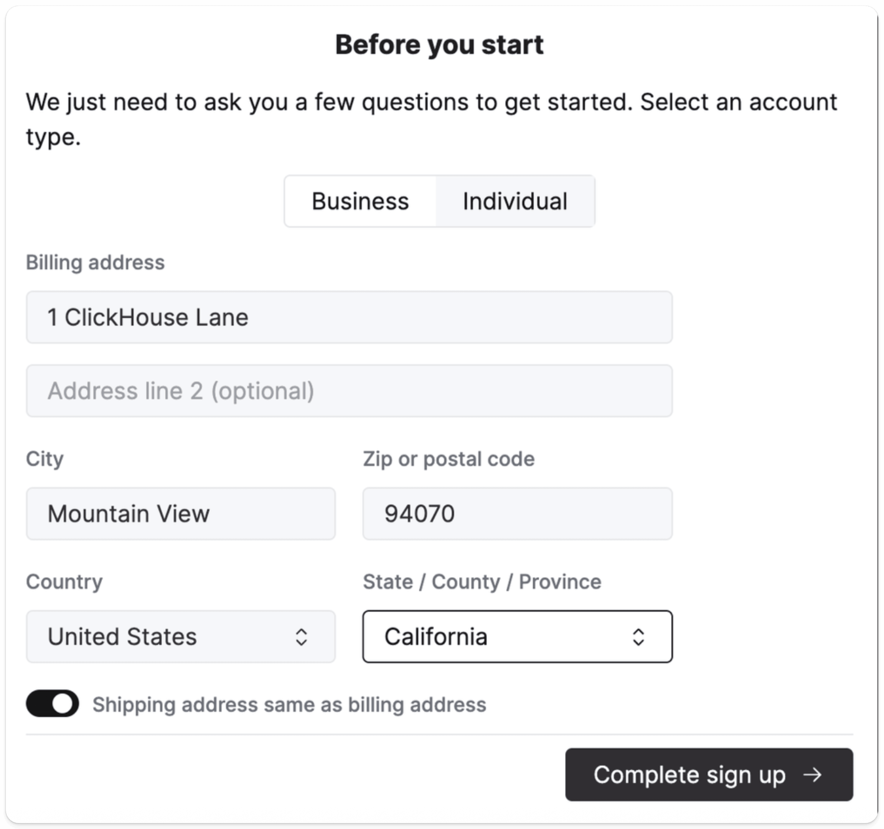 Provide business information