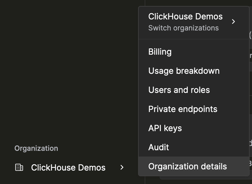 ClickHouse Cloud activity tab