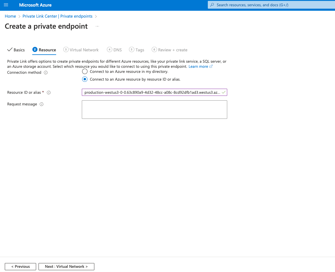 Private Endpoint Resource Selection
