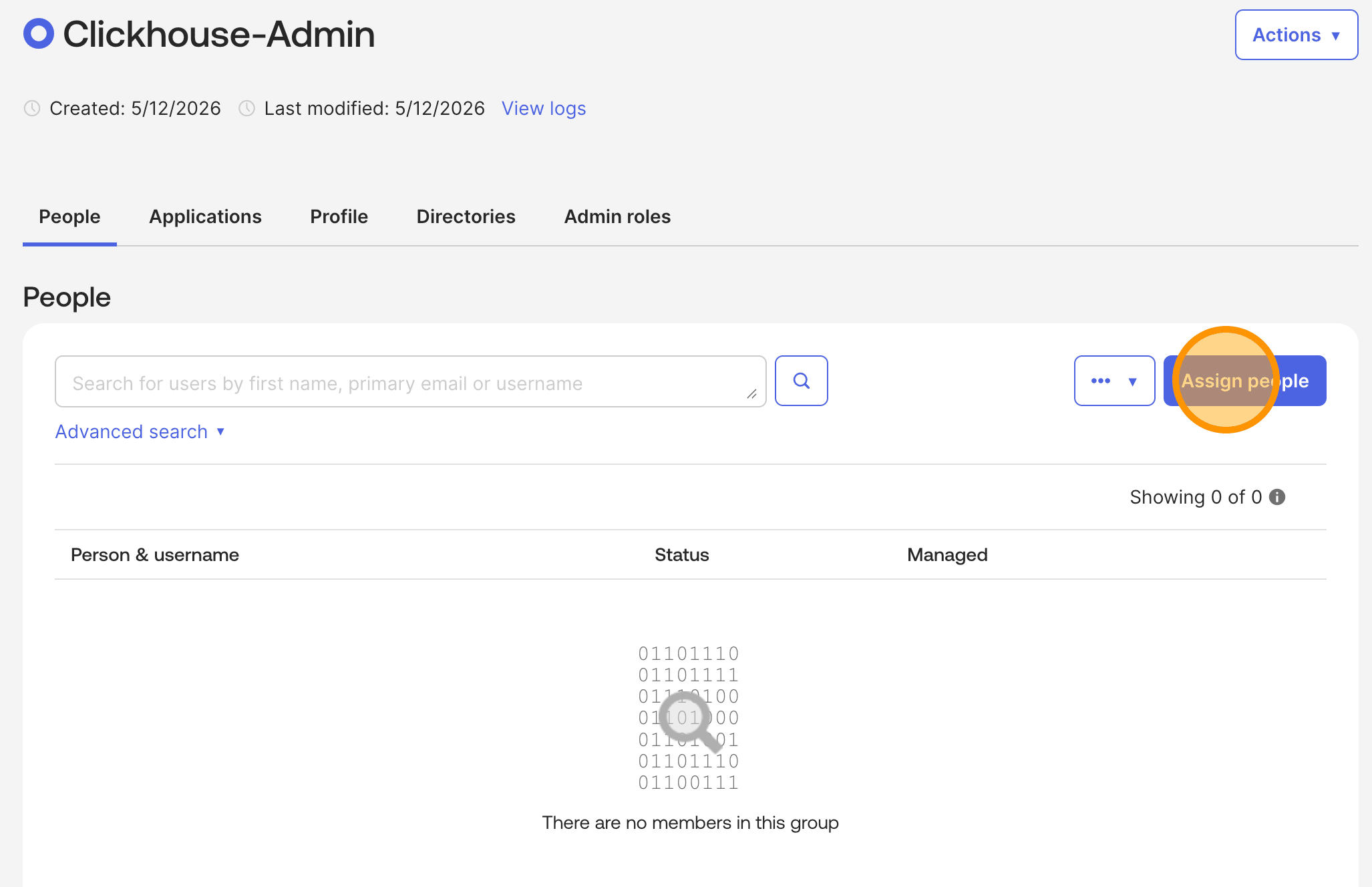 Click Assign people to the group