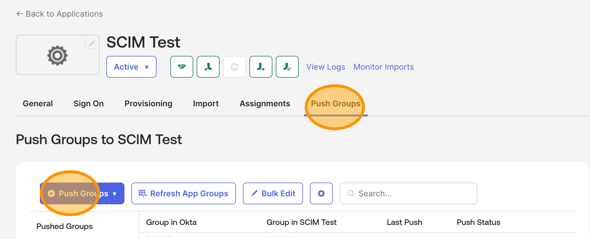 Set up Group Push by name on the application’s Push Groups tab