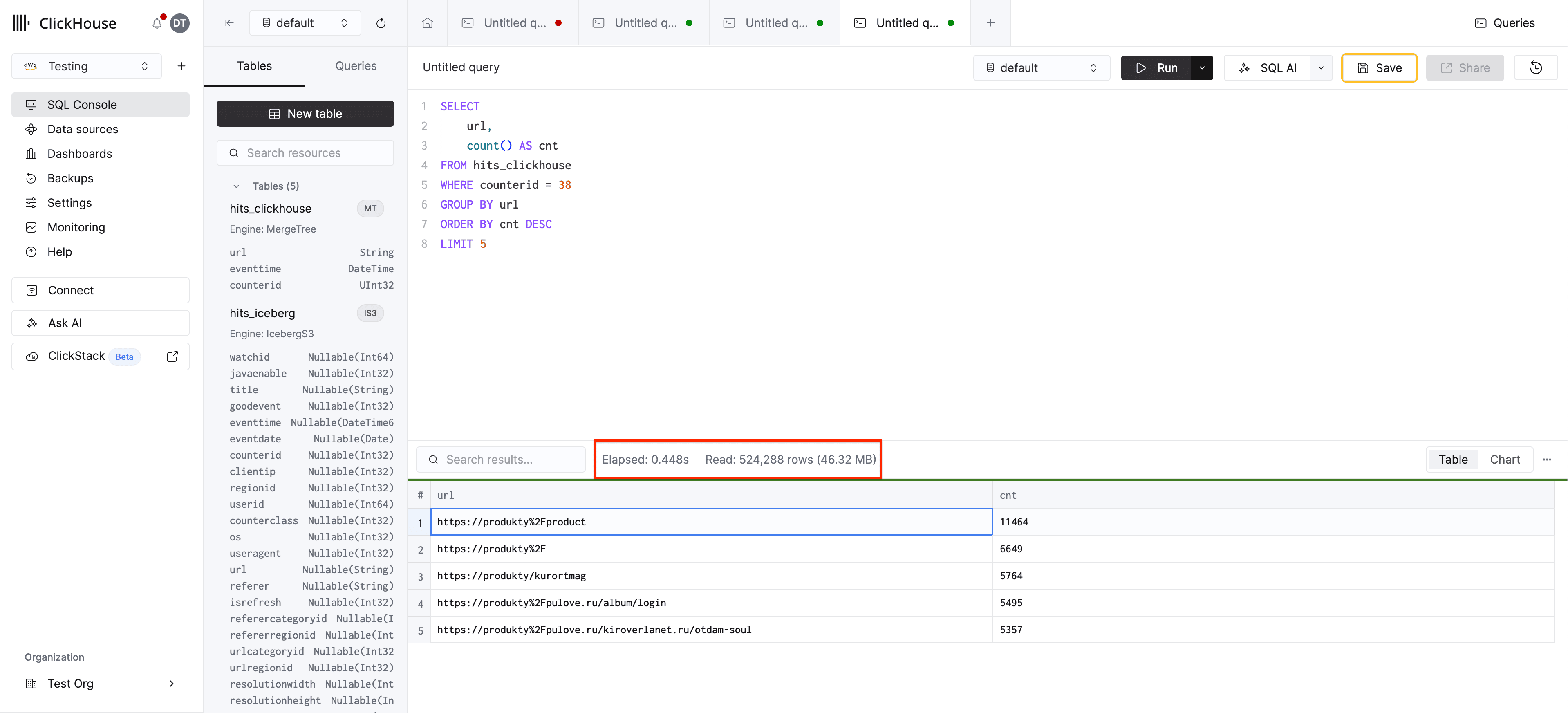 ClickHouse Query