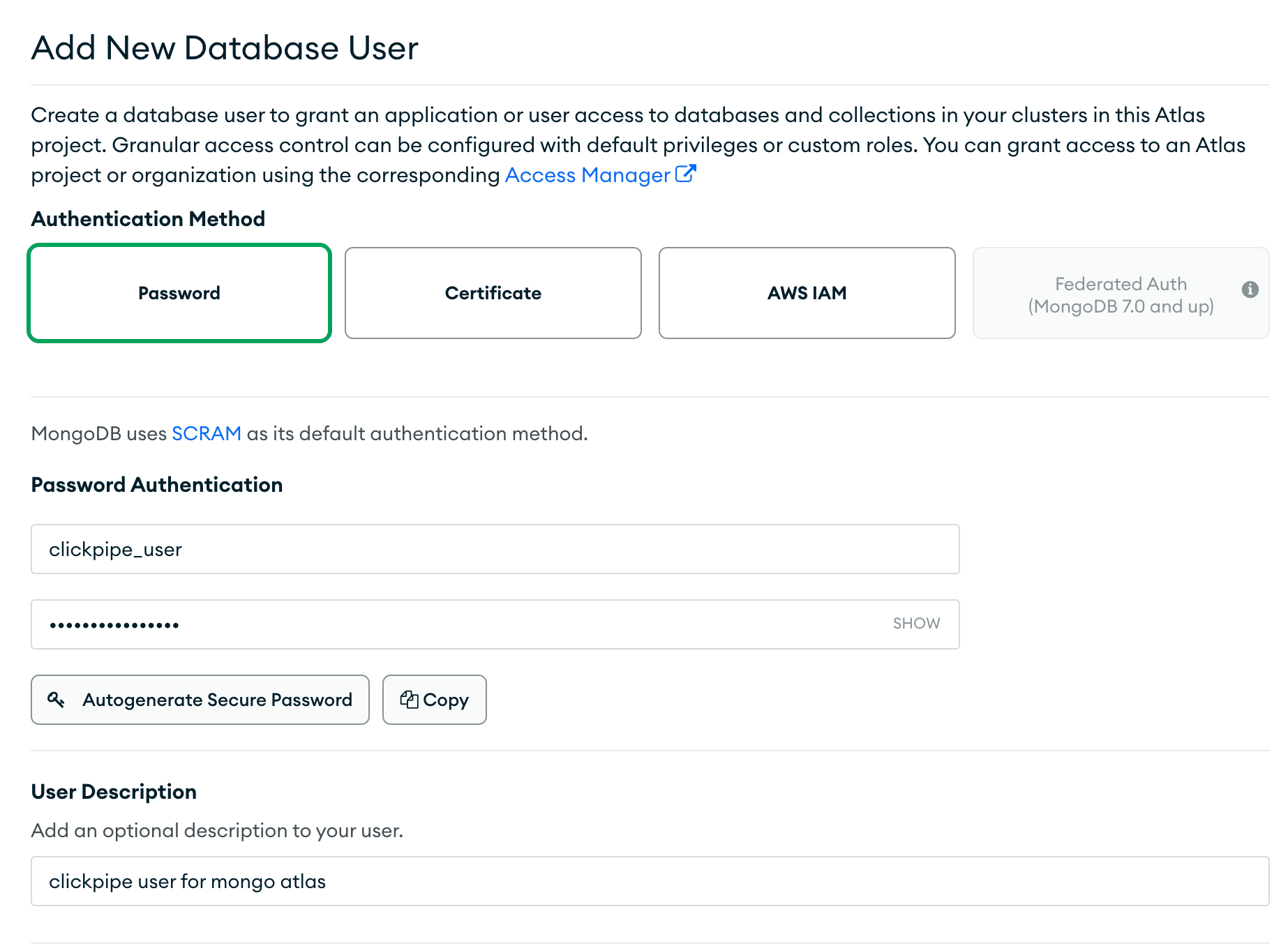 Ajouter un utilisateur de base de données