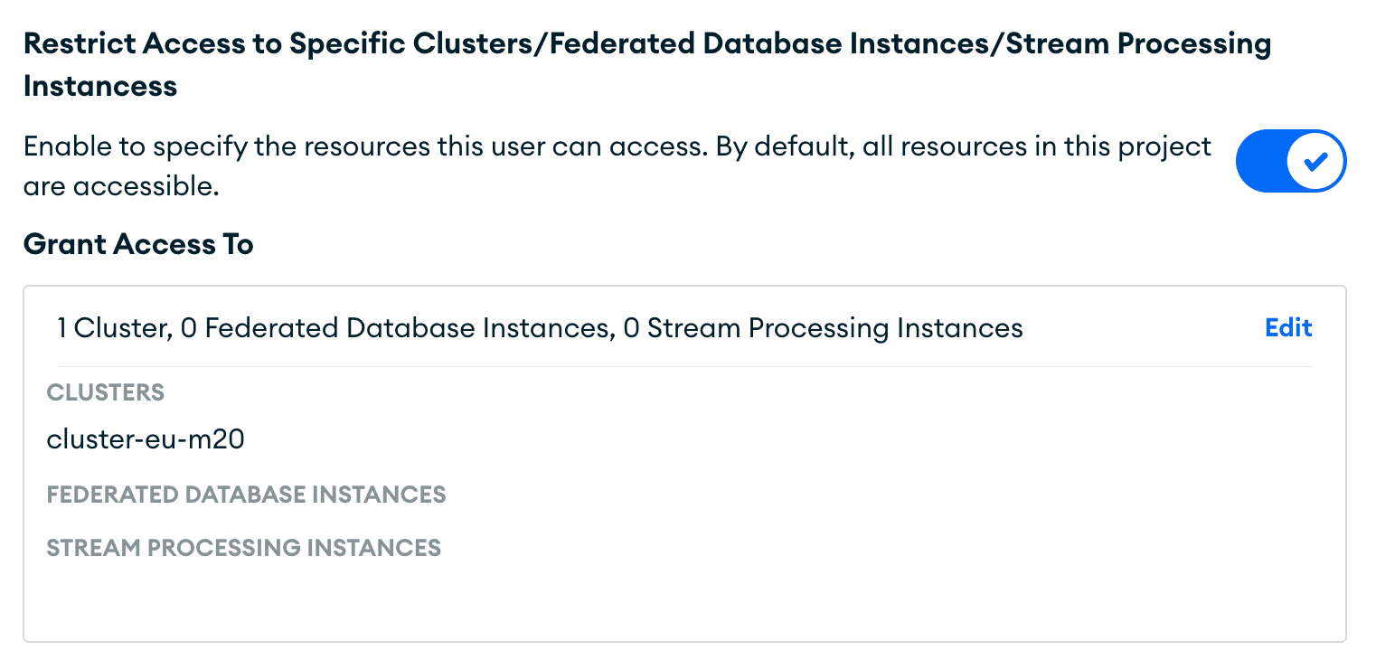 Restreindre l’accès au cluster/à l’instance
