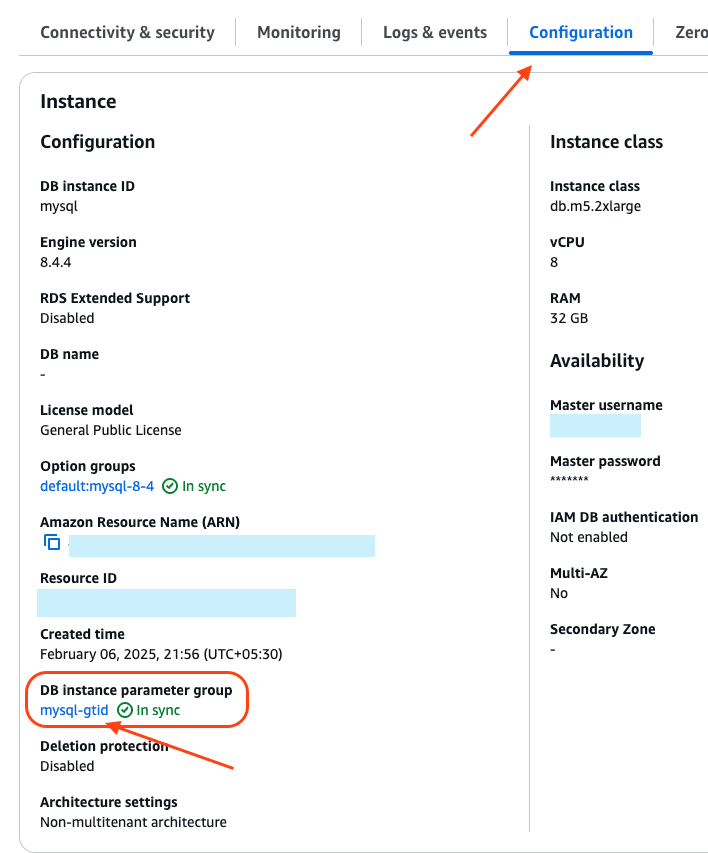 Where to find parameter group in RDS