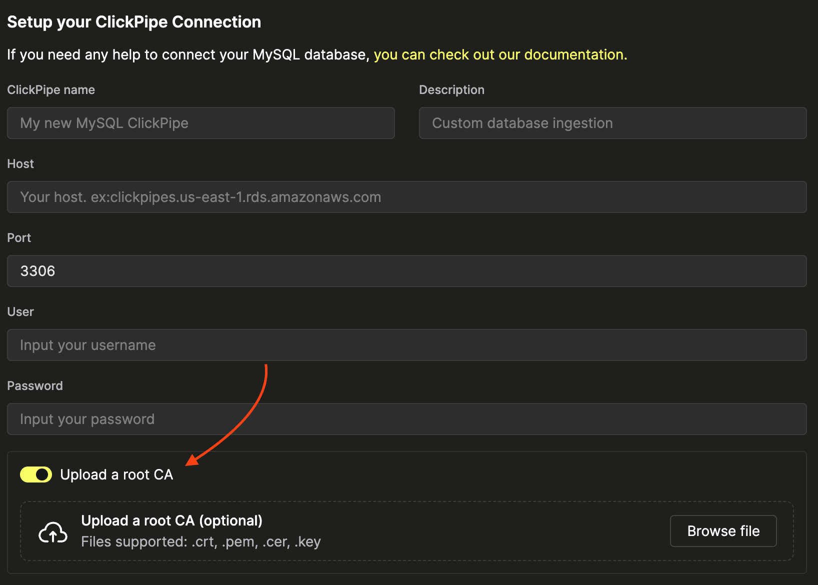 استخدام شهادة GCP MySQL