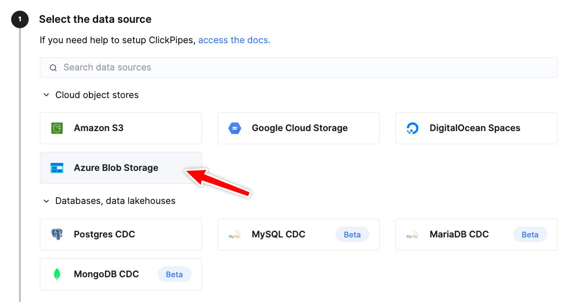 Seleccione Azure Blob Storage