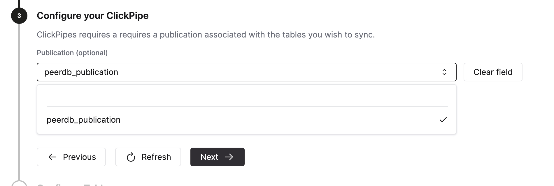 Seleccionar el slot de replicación