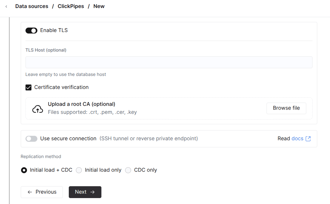 Configuración de TLS