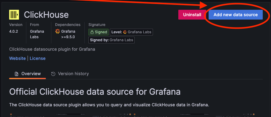 Create a ClickHouse data source