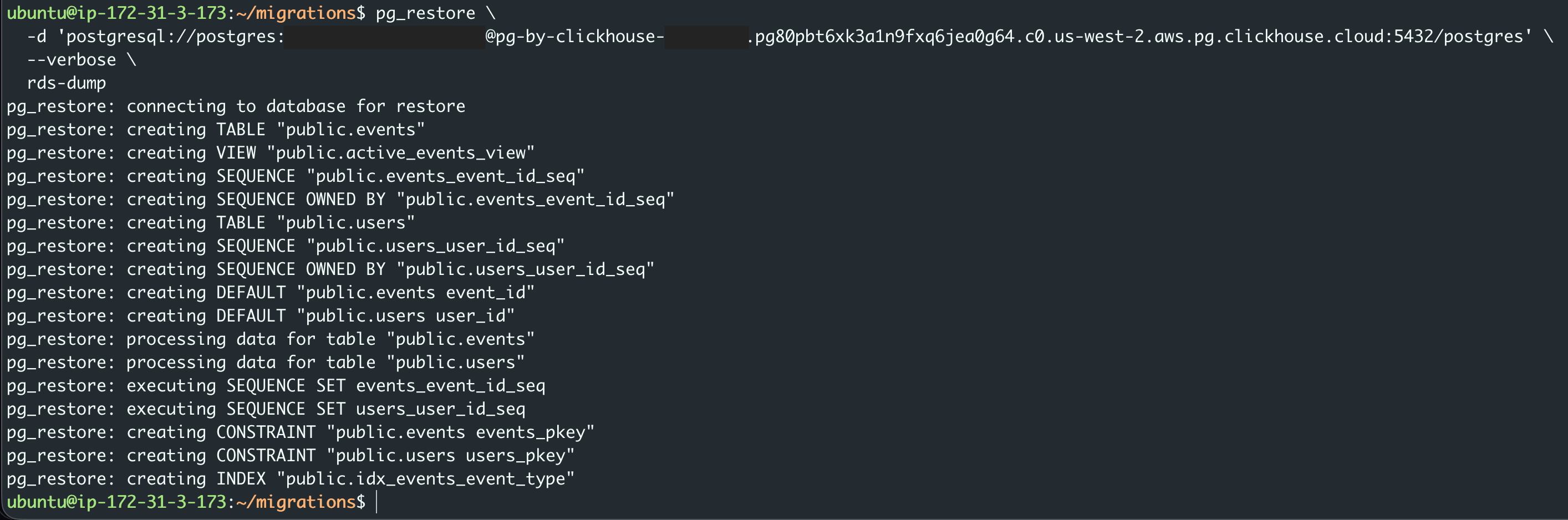 pg_restore Command Execution