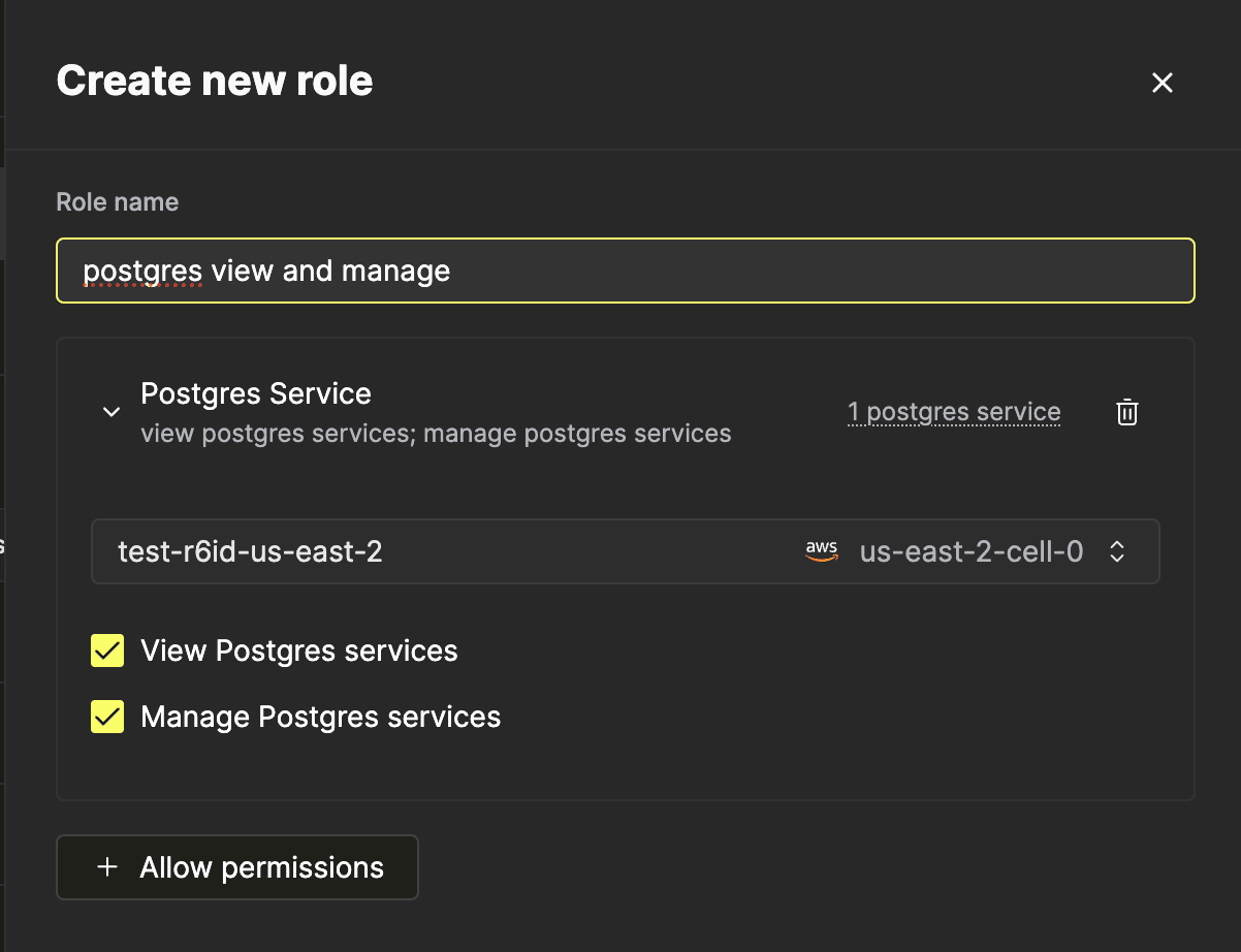 Configuring Postgres permissions on a role