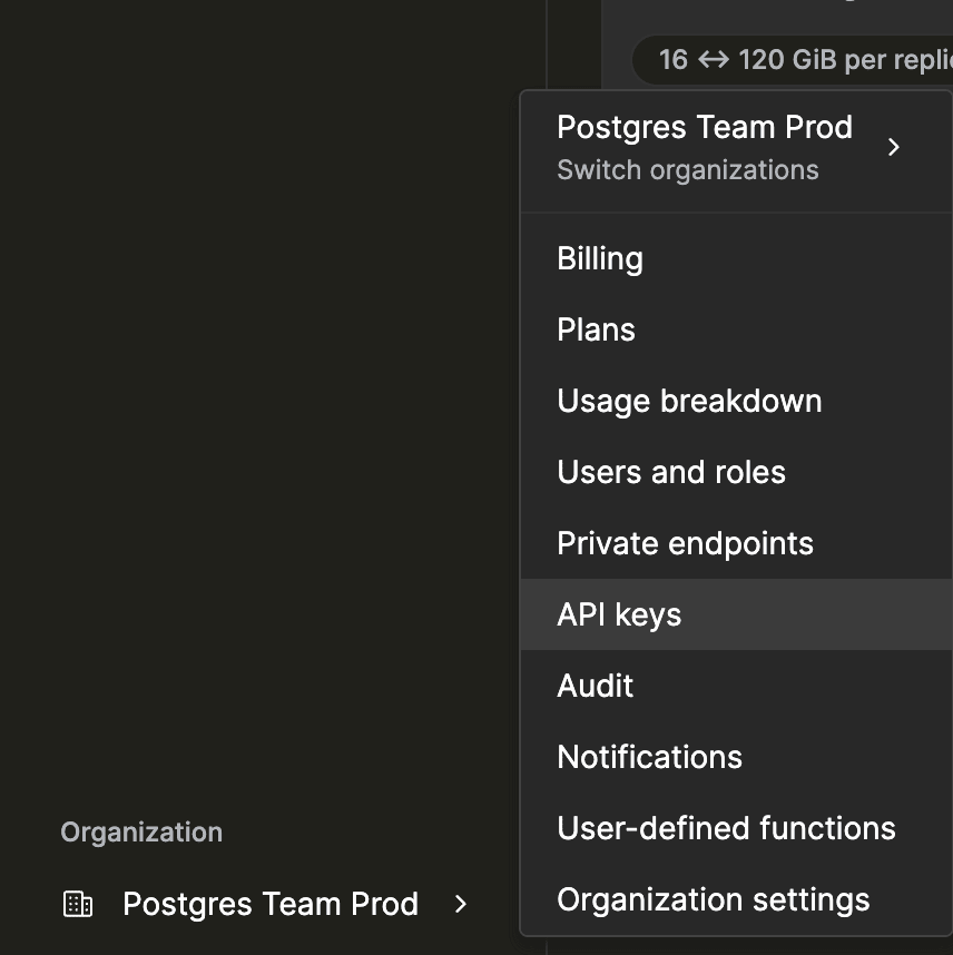 Users and roles menu