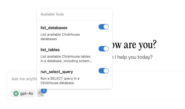 ClickHouse MCP server tools
