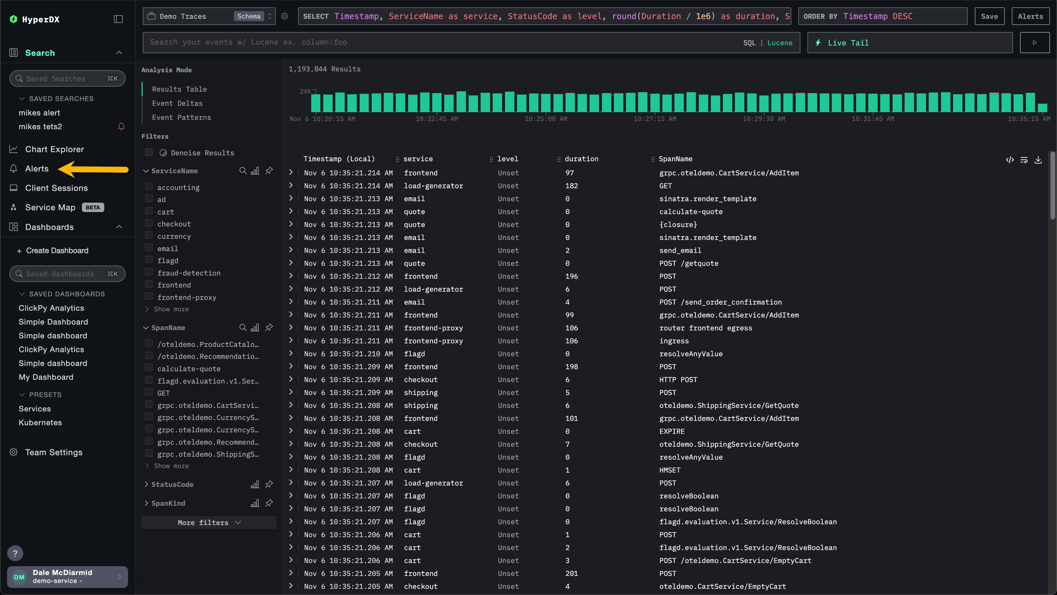 Manage alerts